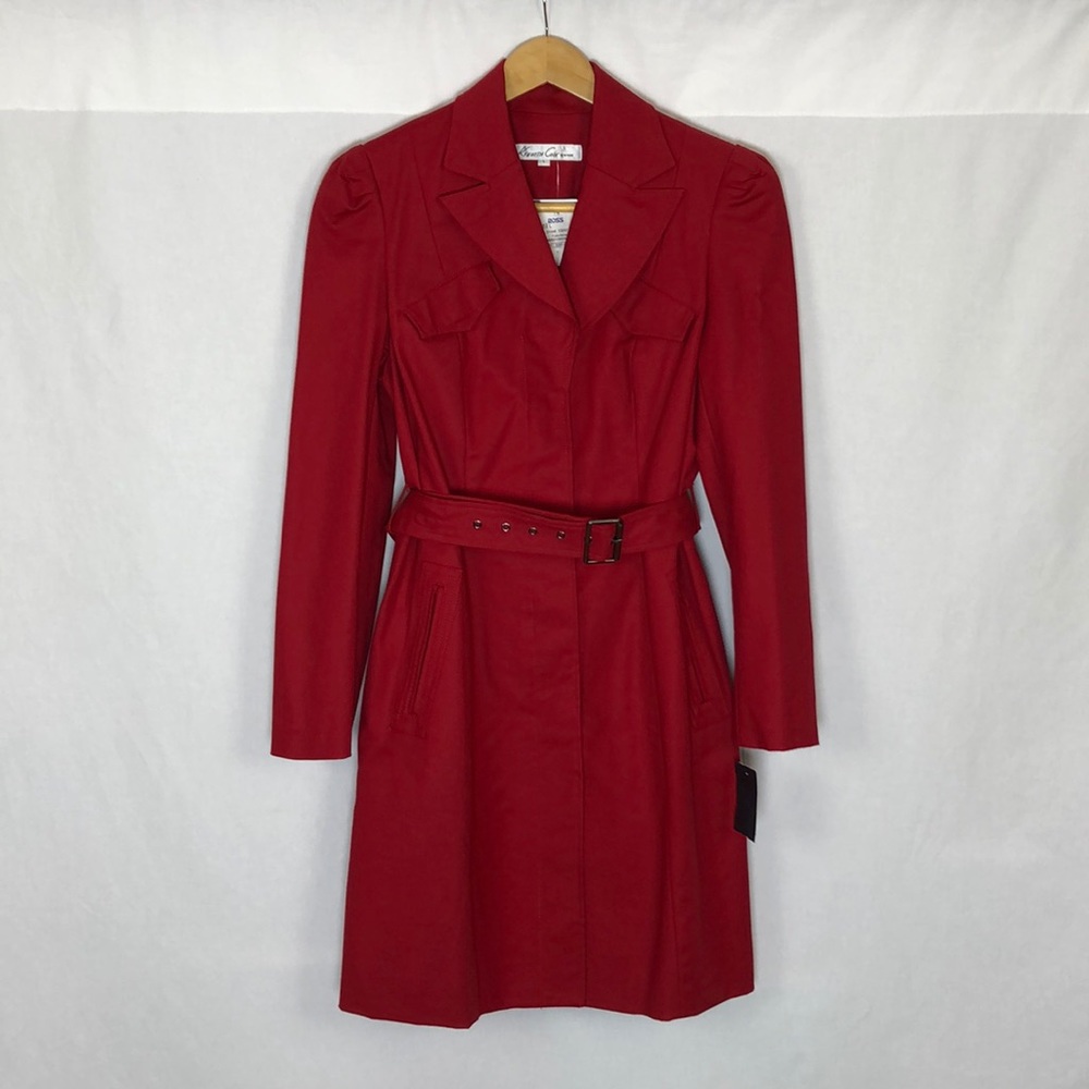 🖤SOLD🖤 Kenneth Cole Women's Red Knee-Length Trench Coat